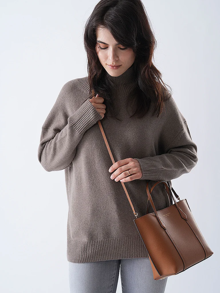 TORY BURCH Bolso de cuero - Shopper PERRY SMALL TOTE marrón